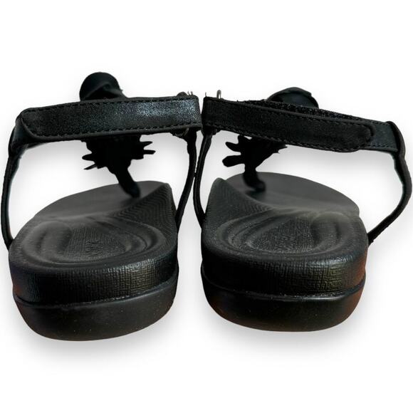 Aetrex Women’s Charlie Black Leather T-strap Thong Flat Sandal Size 8.5 NEW - Picture 8 of 11
